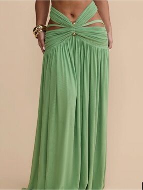 MELANI THE LABEL Green Cutout Maxi Skirt